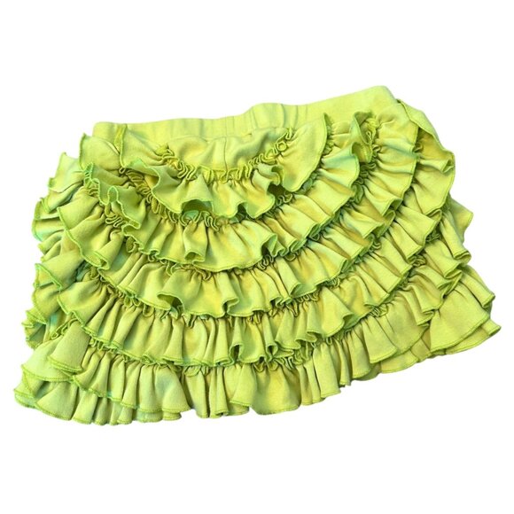 Lemon Loves Time Chartreuse Ruffle Frilly Campy Flamboyant Skort 6 - Picture 4 of 4